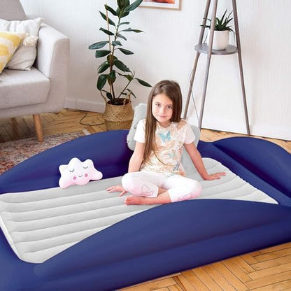Sleepah portable kids air mattress with raised safety rail guards