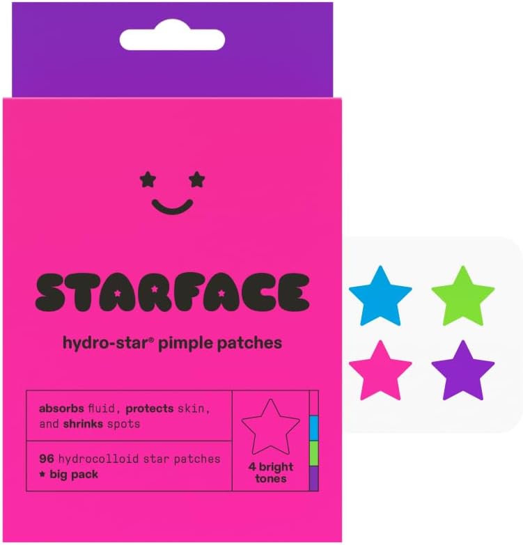 Starface World Party Pack Big Pack Hydro Stars front view showcasing colorful star shaped pimple patches