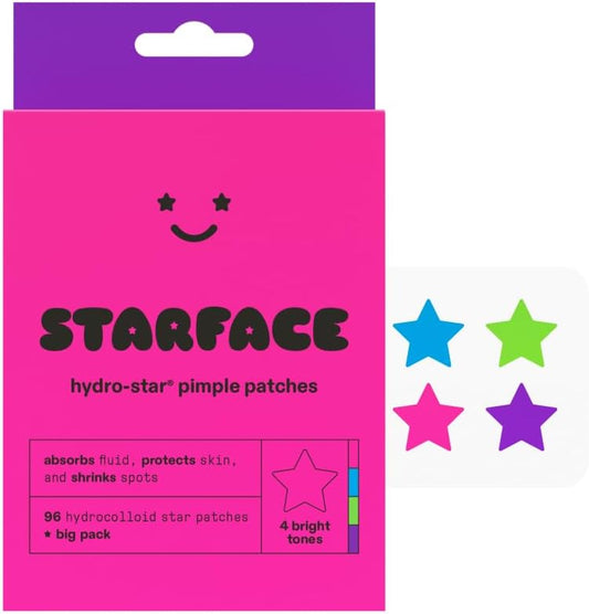 Starface World Party Pack Big Pack Hydro Stars front view showcasing colorful star shaped pimple patches
