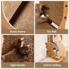 EHEYCIGA premium cat scratching pad package contents including assembly screws, tools, and catnip packets.