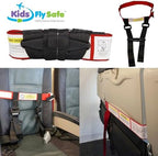 Compact travel harness folded next to a carry-on bag