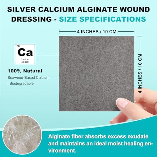Authentic USA imported silver calcium alginate dressing pack demonstrating the soft non woven material.