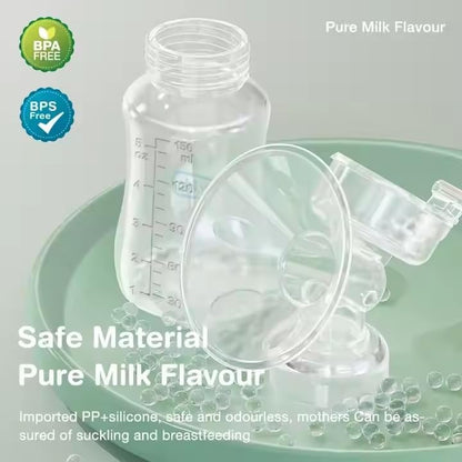 Compact travel breast pump shown with the secure storage lid attached to prevent milk leakage