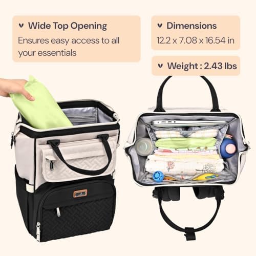 BabbleRoo nappy changing bag open interior with multiple compartments