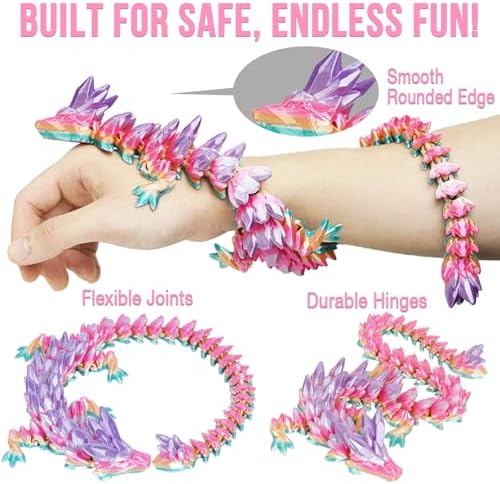 Articulated crystal dragon poseable fidget toy display