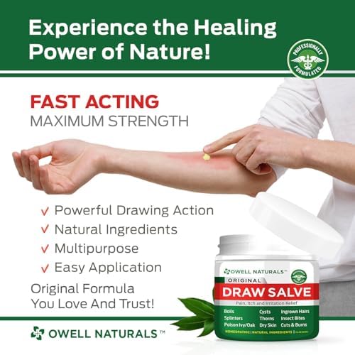 Natural drawing salve ointment for extracting splinters and soothing bug bites