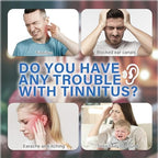 Close up of TRP Tinnitus Relief packaging showing natural ingredient benefits.