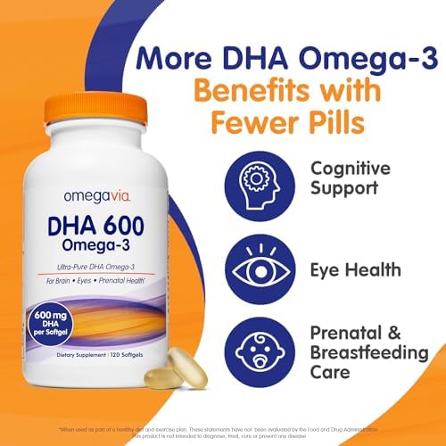 OmegaVia ultra pure omega 3 prenatal vitamins nutritional facts label