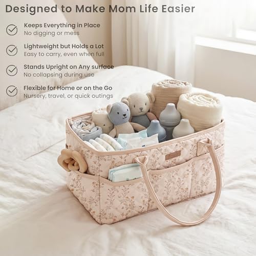 Konssy botanical print diaper basket interior T-divider