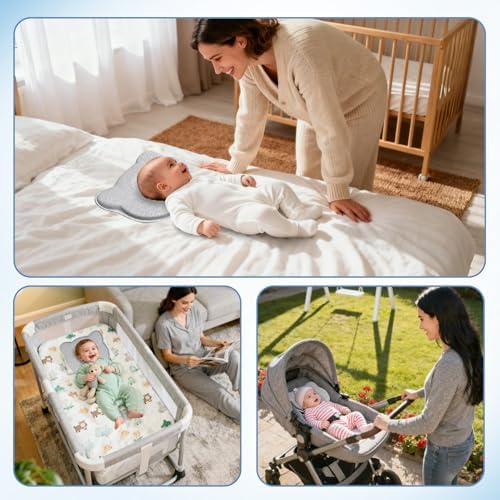 Side profile of Donpemu baby lounger showing incline for reflux