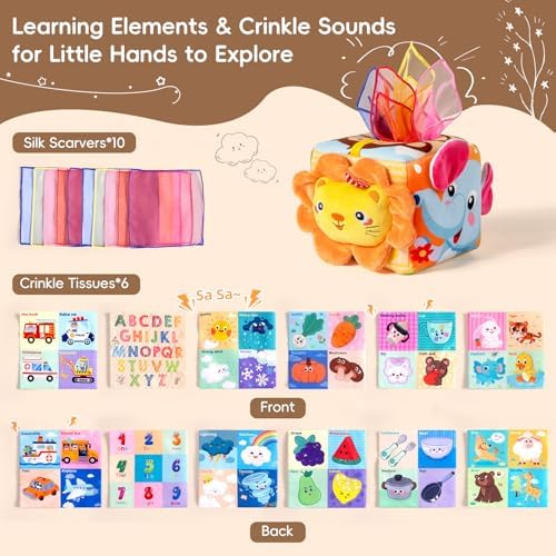 Ten colorful mesh scarves included with the Yisryerow sensory toy kit displayed neatly