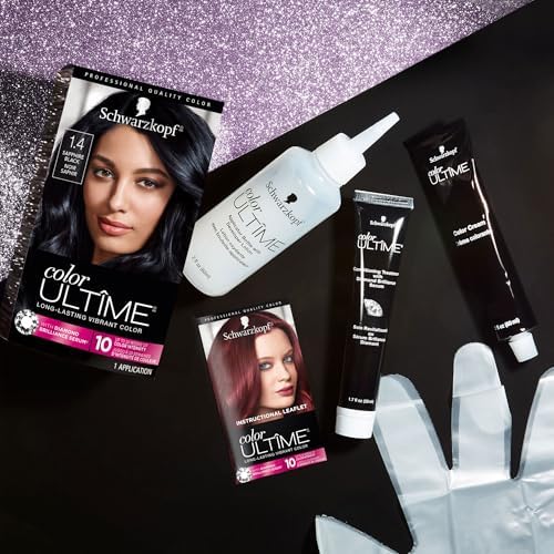 Schwarzkopf permanent intense black hair color kit components showing developer and cream