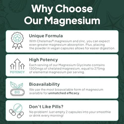 Organics Ocean magnesium glycinate 90 capsules container showing clear product seal and authentic manufacturing details