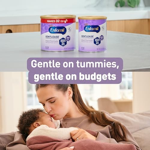 Enfamil Gentlease infant powder formula side label highlighting easy digestion
