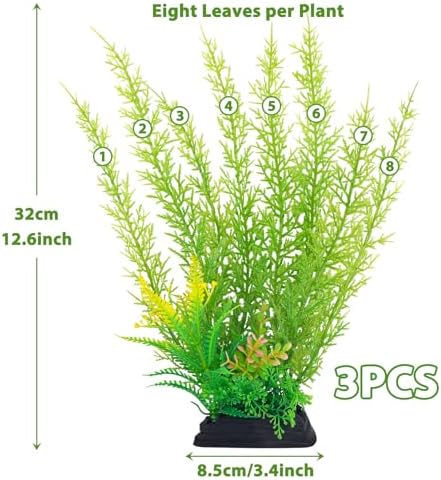 QUOZUO aquarium decor plastic plants detailing the heavy resin pedestal base.