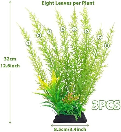 QUOZUO aquarium decor plastic plants detailing the heavy resin pedestal base.