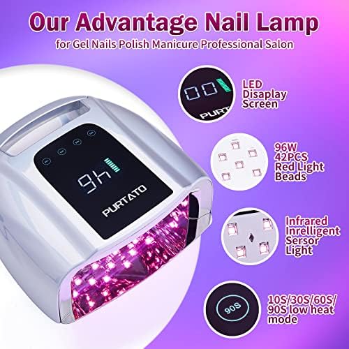 Purtato cordless nail lamp showing removable stainless steel base