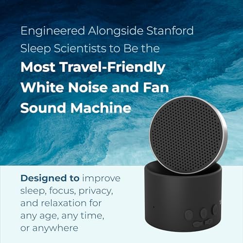 LectroFan Micro2 Bluetooth speaker for travel illustrating its pocket-sized portability.