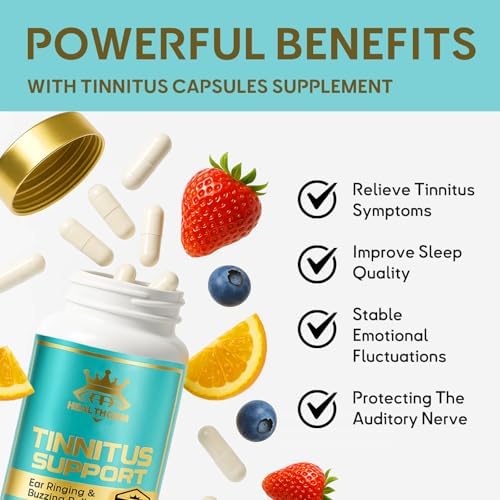 Healthgem Tinnitus Support 60 day supply packaging for auditory health.