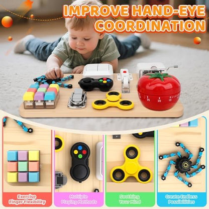 ABERLLS travel friendly preschool learning activity board showing smooth rounded safety edges on premium wood