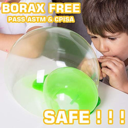 Kids using shaping tools and straws to blow bubbles and mold air dry clay from the slime kit