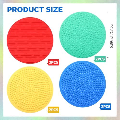Close up view of the textured surface patterns on the silicone fidget pads.