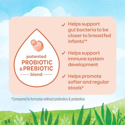 Back view of Happy Baby Organics 22.9 Ounce baby formula highlighting ingredients and organic certifications.