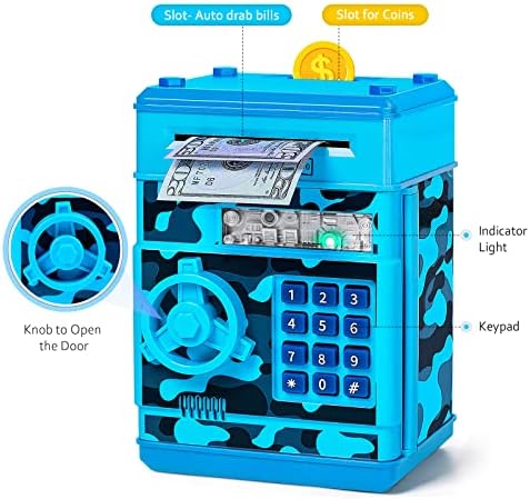 Vcertcpl electronic money saving box with open vault door displaying spacious interior storage compartment