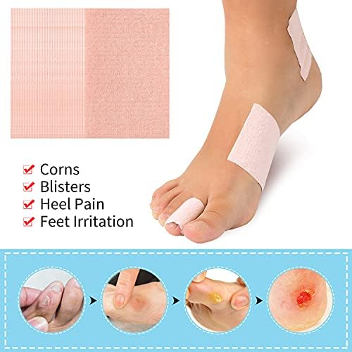 Pink adhesive moleskin tape patches for hiking and friction relief.
