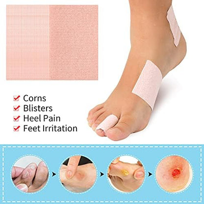 Pink adhesive moleskin tape patches for hiking and friction relief.