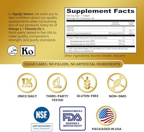 Authentic imported Signify Nature dietary supplement bottle showing secure seal and adult dosage instructions