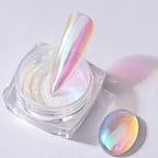 Pretty Diva mermaid unicorn chrome nail powder jar front view
