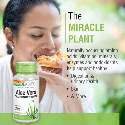 Solaray Aloe Vera inner gel dietary supplement bottle for stomach comfort