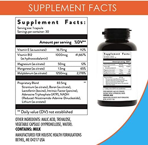 Holistic Health methylation support supplement bottle side label view