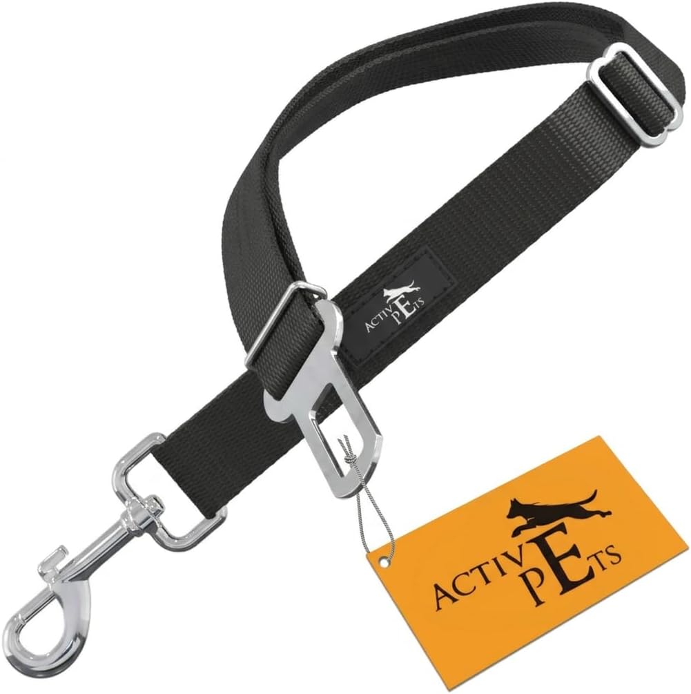 Active Pets dog car seat belt attached to a harness