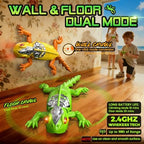 Rechargeable wall climbing lizard with LED eyes illuminated