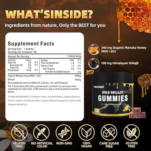 Newrish Shilajit Gummies packaging container with safety seal
