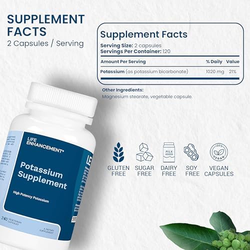 Life Enhancement potassium 240 capsules supplement label details