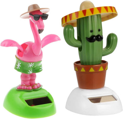 Kodoria solar powered dancing cactus and crane dashboard toys front view