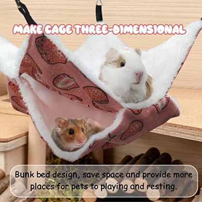 Side view of guinea pig cage hanging tunnel toy