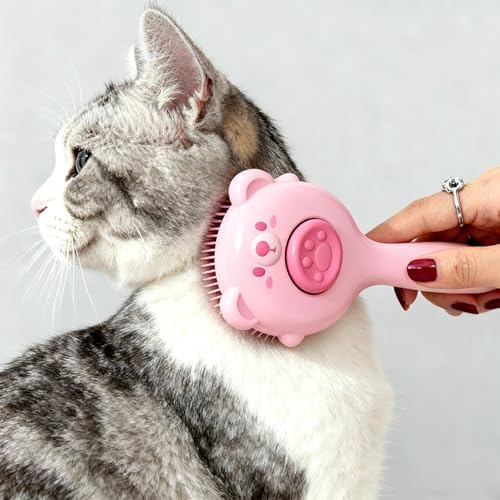 Set Pet self-cleaning slicker brush front view in pink