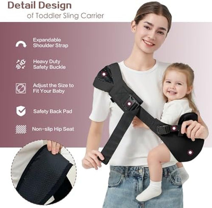 MISSWISDOM baby carrier sling close up of secure adjustable buckle closure