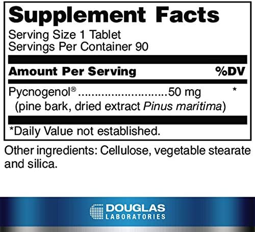 Douglas Laboratories pine bark extract supplement label detailing directions and ingredients