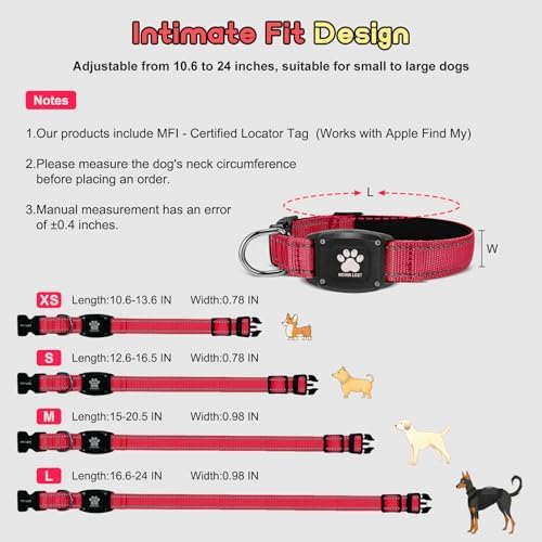 Red Myiwb 2-in-1 dog collar showcasing the heavy duty metal D-ring and inner padding