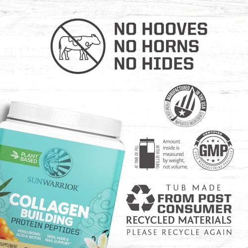 Nutritional information and supplement facts panel on Sunwarrior vegan collagen