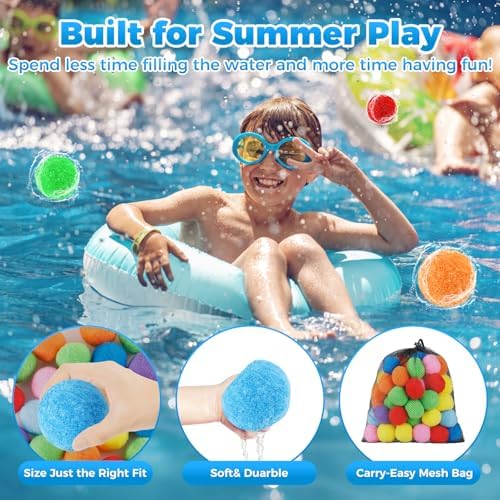 Close up view of the soft material texture of Mebios sustainable splash water balls.