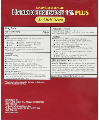 Pack of four 2 ounce tubes of Kirkland Signature hydrocortisone plus ointment.