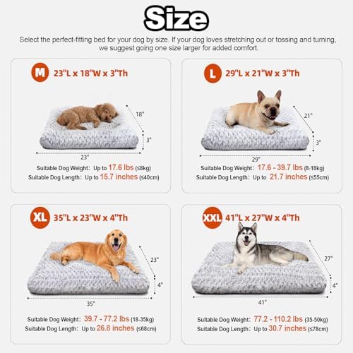 Dog Beds Large Sized Dog, Washable Durable Pet Bed, Deluxe Plush Soft & Comfortable Dog Crate Bed Pad for Large, Jumbo, Medium, Small Dogs Breeds, 35"X 23"-XL, Light Gray - Image 6