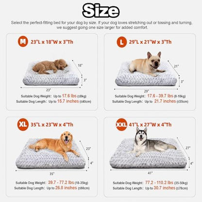 Dog Beds Large Sized Dog, Washable Durable Pet Bed, Deluxe Plush Soft & Comfortable Dog Crate Bed Pad for Large, Jumbo, Medium, Small Dogs Breeds, 35"X 23"-XL, Light Gray - Image 6