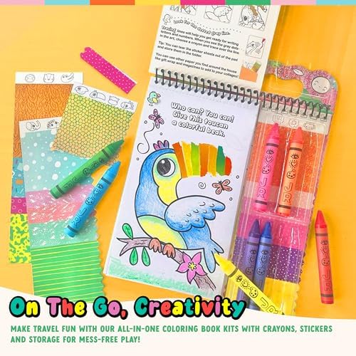 Bright Stripes iHeartArt JR safari collage set showing close up of eight crayons